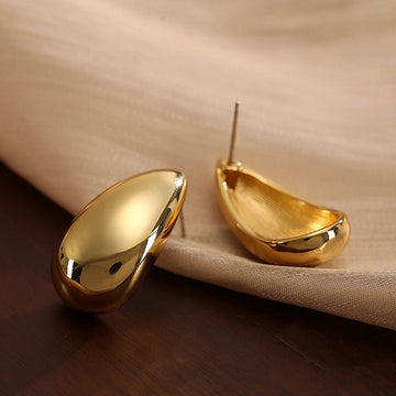 Metal Texture High-grade Earrings Golden Water Drop
