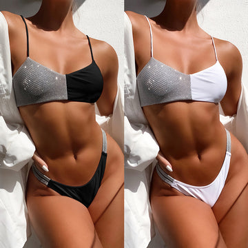 Sexy Ladies Split Swimsuit In Glitter Bikini