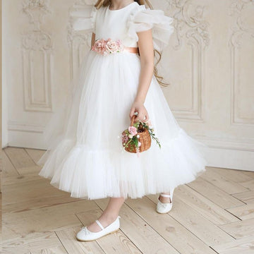Girls' Birthday Princess Dress With Fluffy Yarn