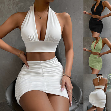 Piece Halter Skirt Set