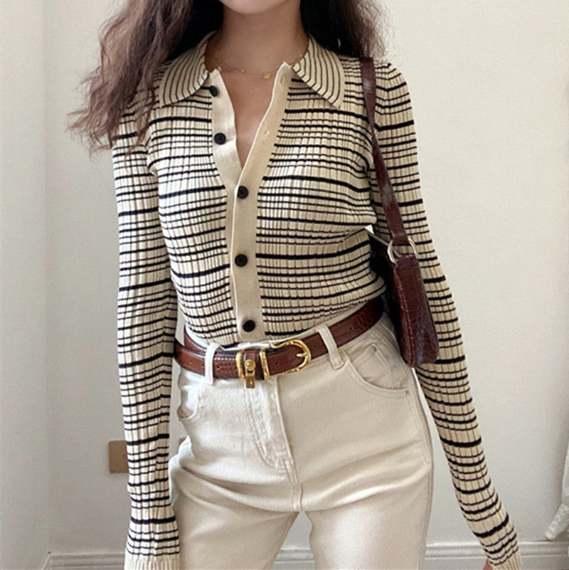 Contrast Color Sweater Cardigan