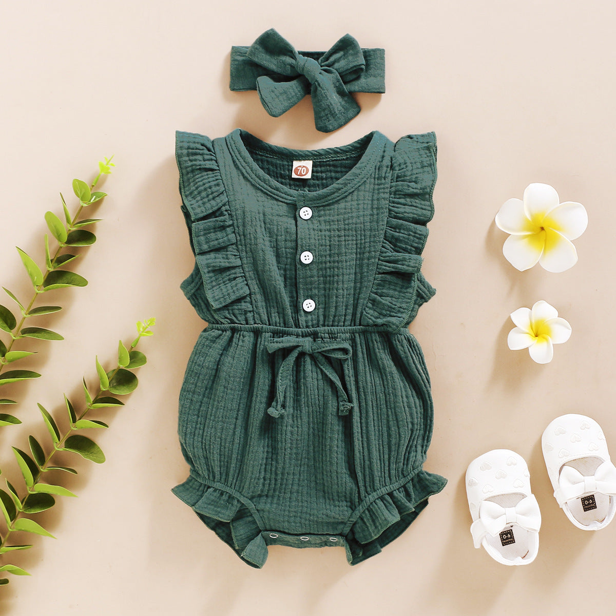 INS Baby Spring And Autumn Models New European And American Sleeveless Solid Color Personality Baby Girl Romper Romper