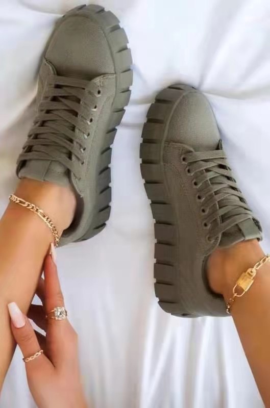 Lace-up Canvas Foreign Trade Platform Printed Single Shoes