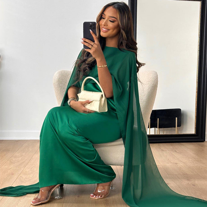 Loose Fit Round Neck Chiffon Dress