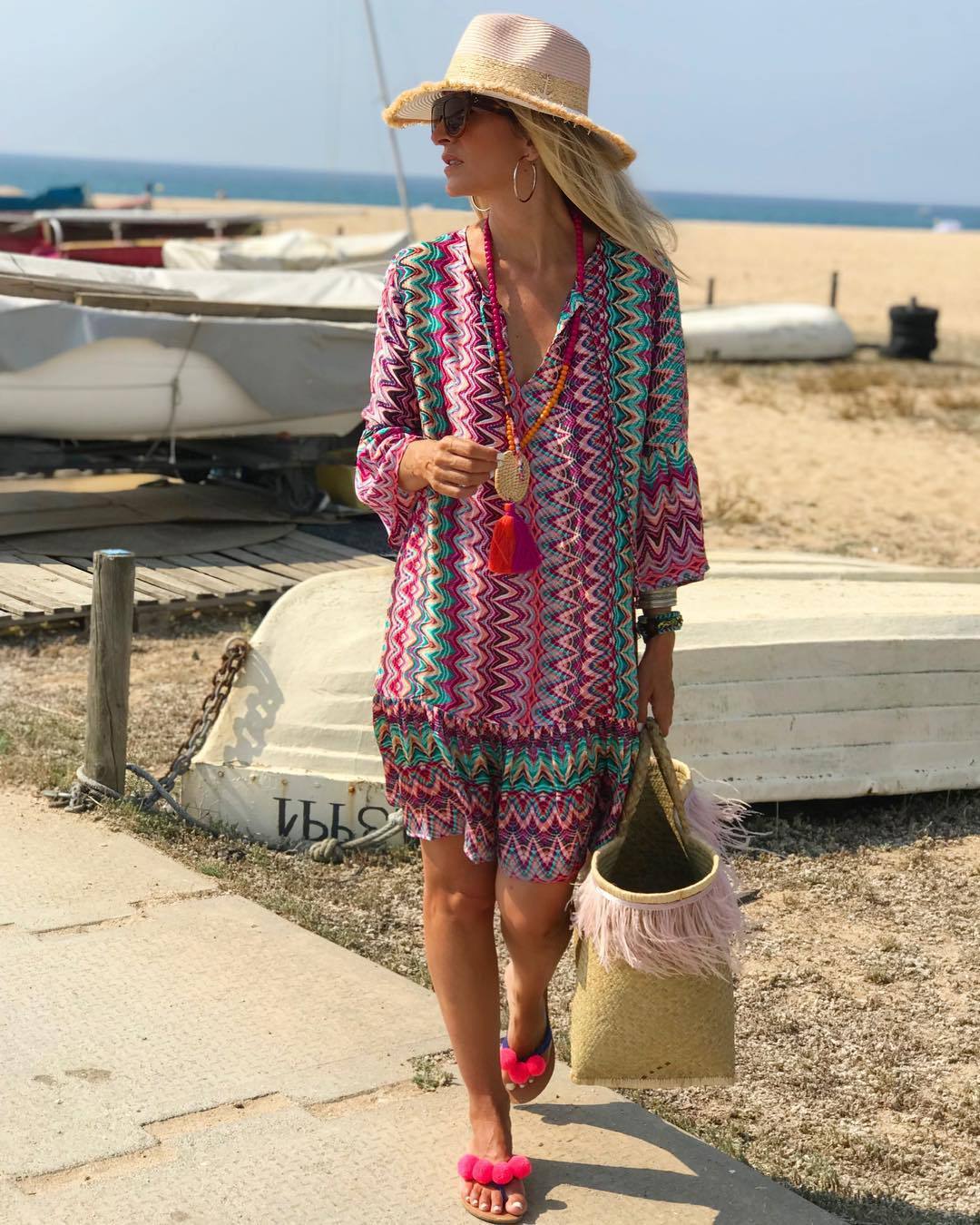 Printed V-neck dress