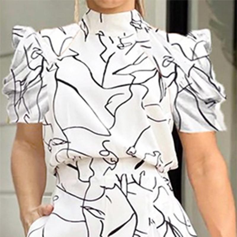 Fashion Printed Jumpsuit With Neck Hanging