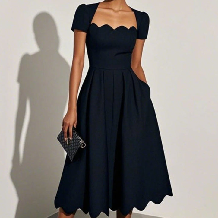 European And American Square Collar Dress