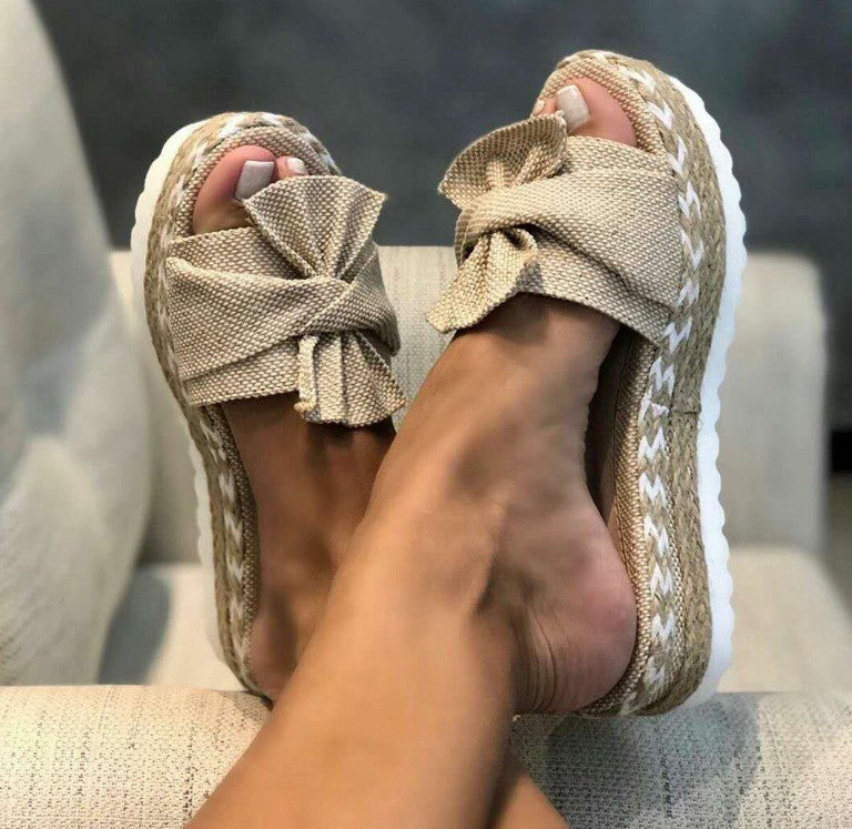 Ladies' Platform Sandals – Cute Bow Design
