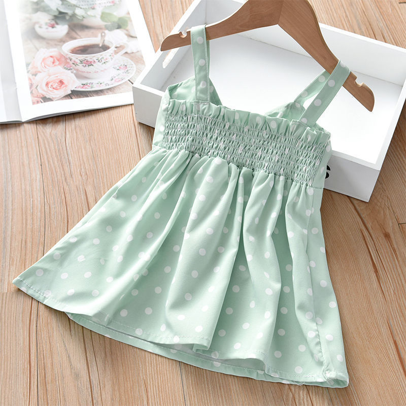 Sling Skirt Little Virgin Baby Cartoon Cute Sleeveless Dress Polka Dot Western Children's Skirt
