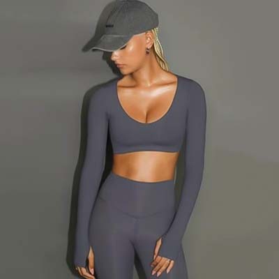 Slim-Fit Nude Yoga Top – Women