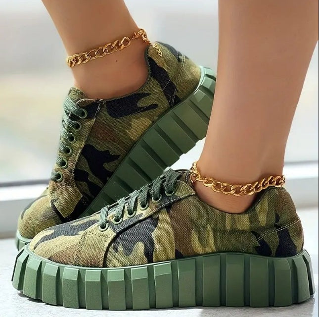 Lace-up Canvas Foreign Trade Platform Printed Single Shoes