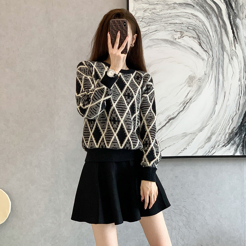 Thick Diamond Pattern Sweater