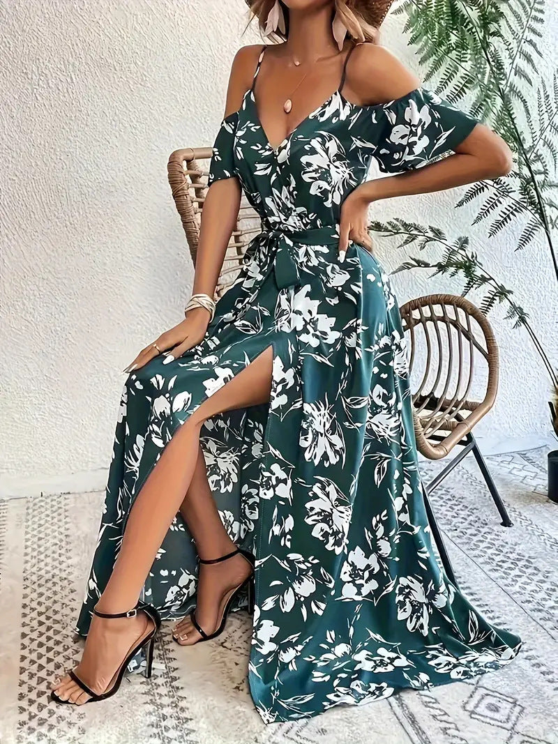 Floral Off-Shoulder Beach Dress
