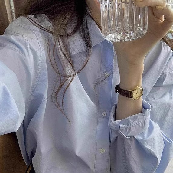 White Button-Up Cotton Shirt for Women