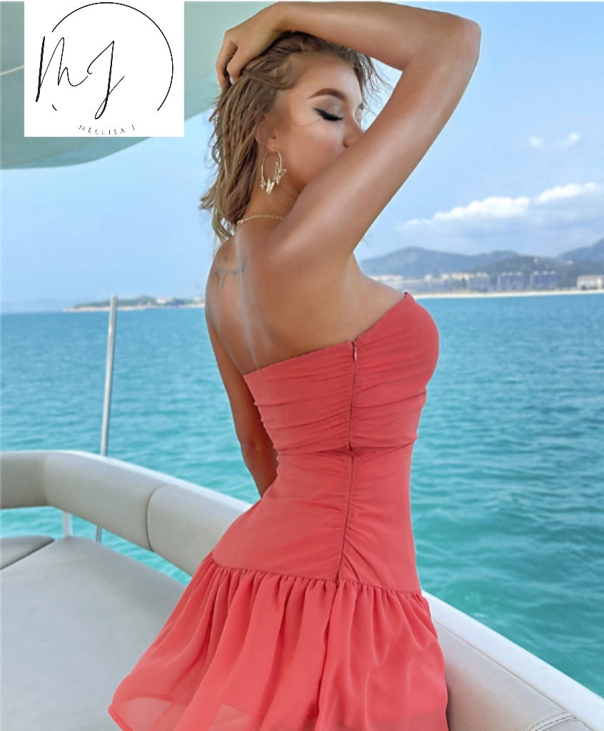 Off Shoulder Cut-Out Ruffle Dresses