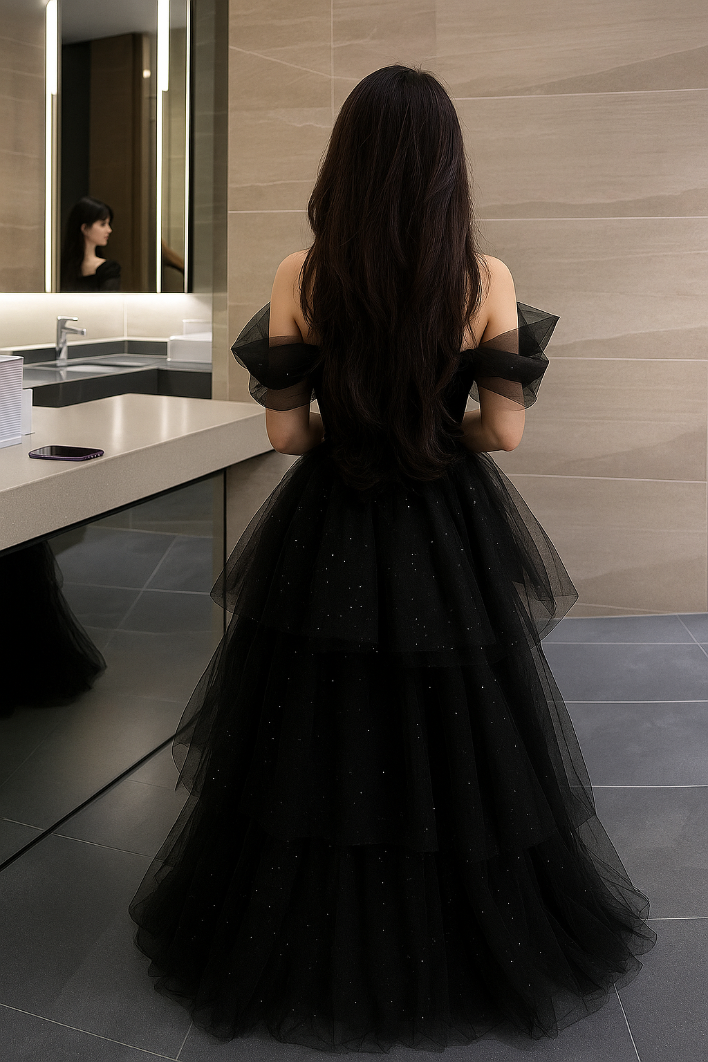 Black Evening Dress Light Luxury Minority French Style Pettiskirt