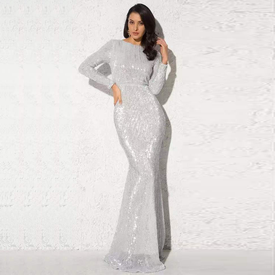 Vacation Style Sequin Maxi Dress