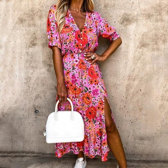 Puff Sleeve Floral Lace High Long Skirt Women Dress