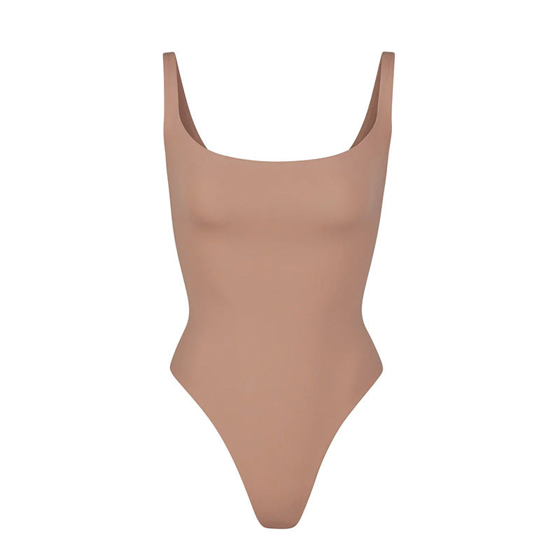 Double-layer High Elastic Fabric Belly Contracting Jumpsuit Sling Corset