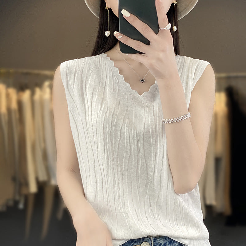Women's V-neck Ice Silk Camisole Sleeveless Top