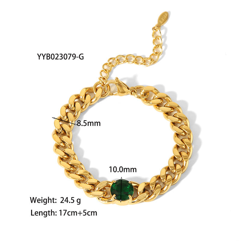 European And American 18K Gold-plated Inlaid Zircon Light Luxury Non-fading Stainless Steel Bracelet Necklace