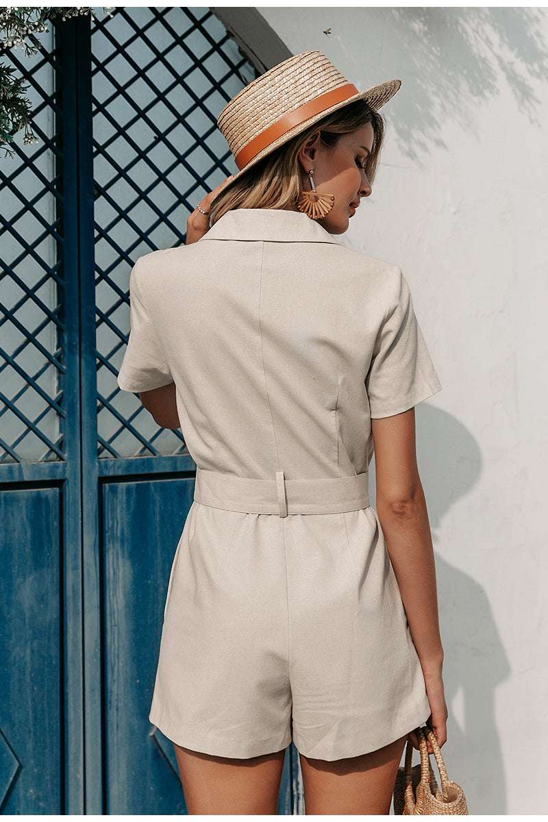 Button-Up Belted Jumpsuit