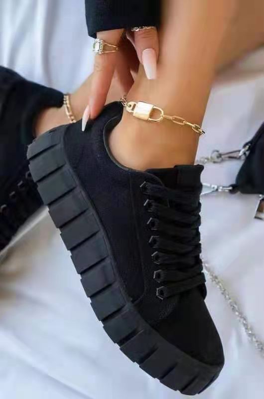 Lace-up Canvas Foreign Trade Platform Printed Single Shoes