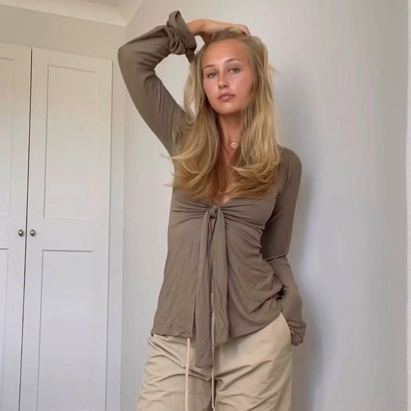 Twisted Bell Sleeve Crop Top