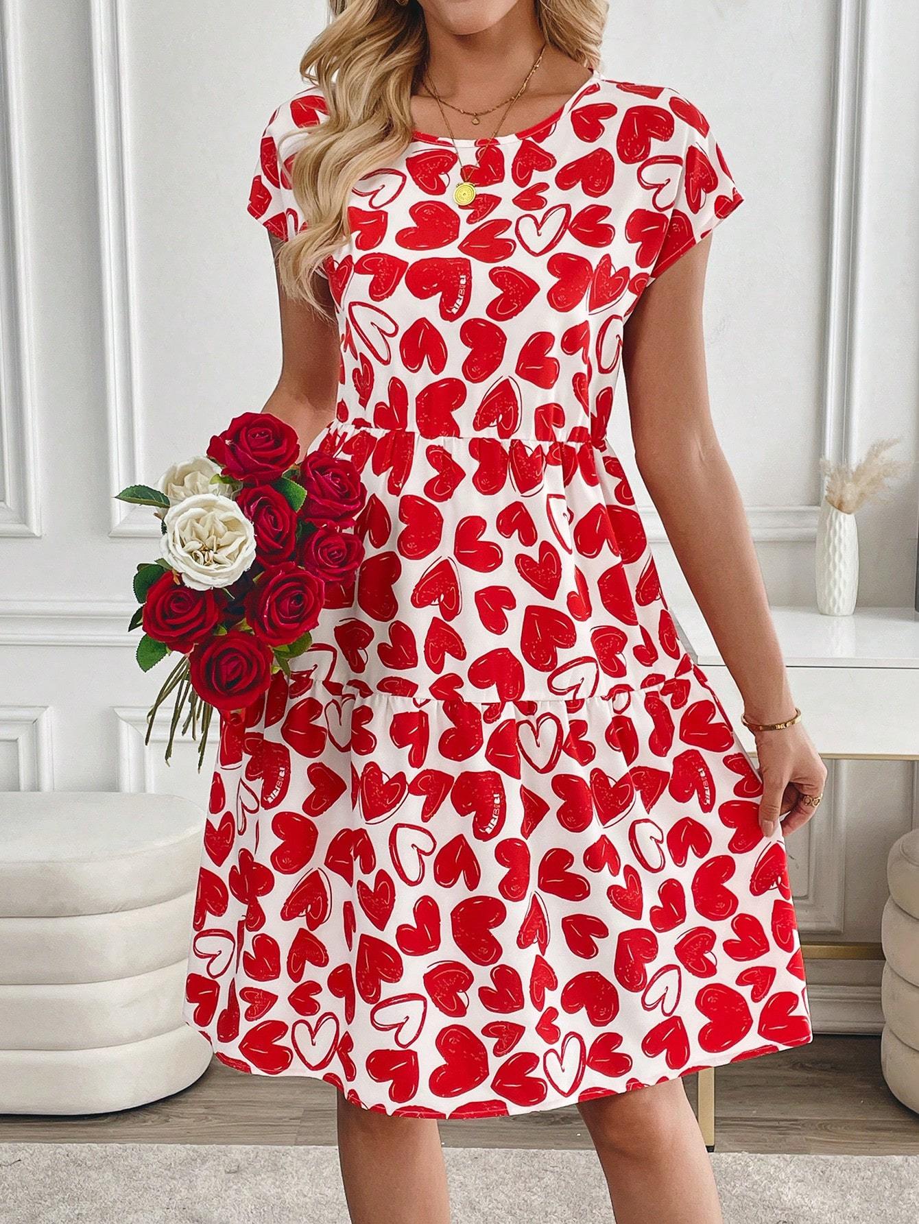 Heart Print Casual Dress