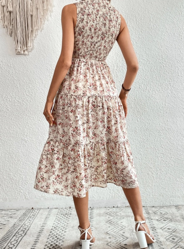 Blumendruck Lagensaum Kleid Maxi Urlaub Strand Outfits Damen