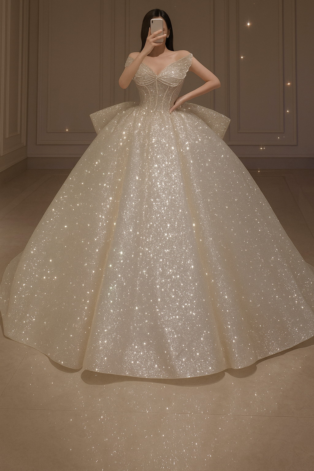 One-shoulder High-quality Long Trailing Heavy Industry Retro Wedding Dress