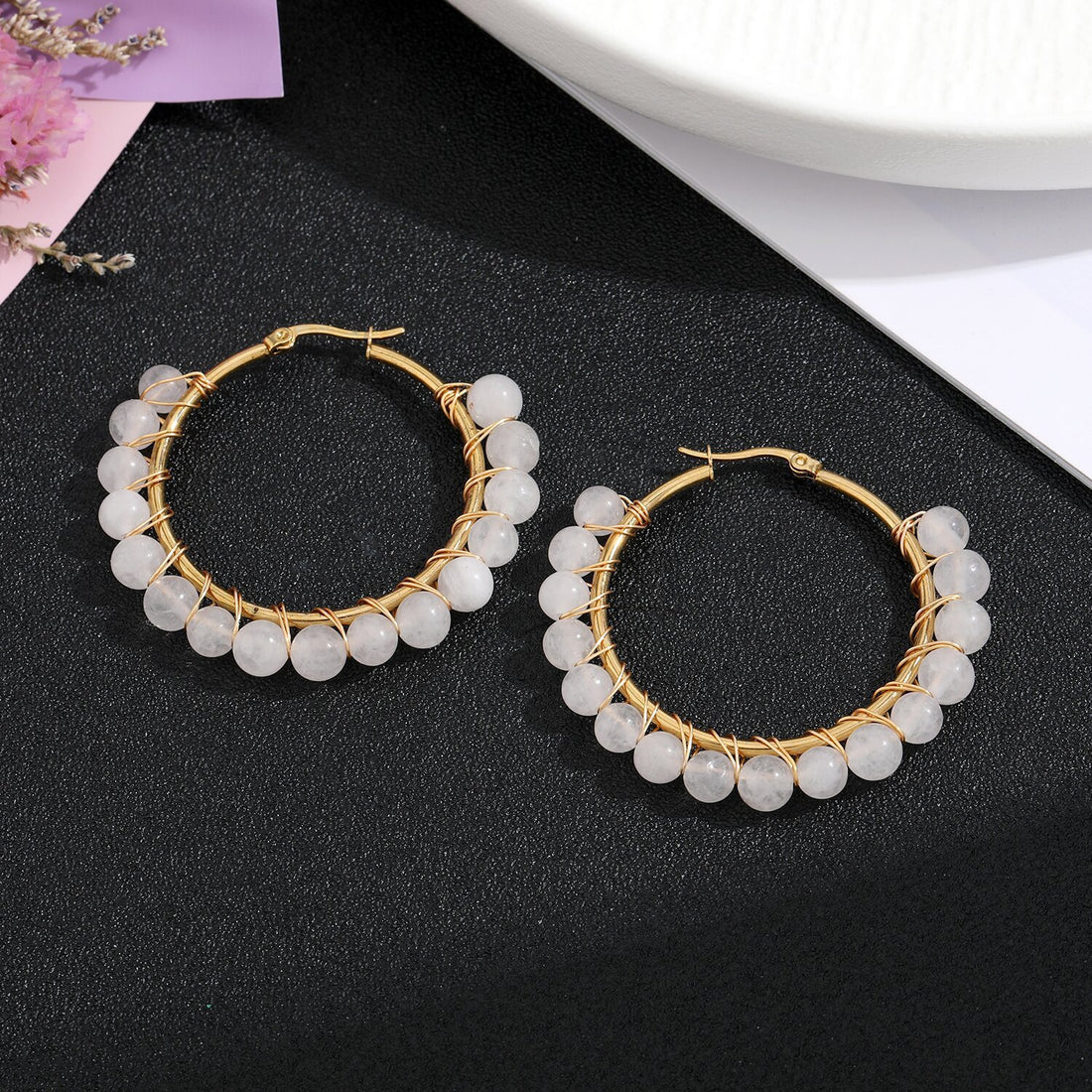 Natural Stone Stainless Earrings