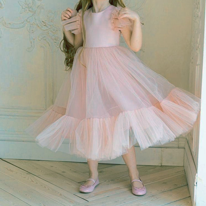 Girls' Birthday Princess Dress With Fluffy Yarn