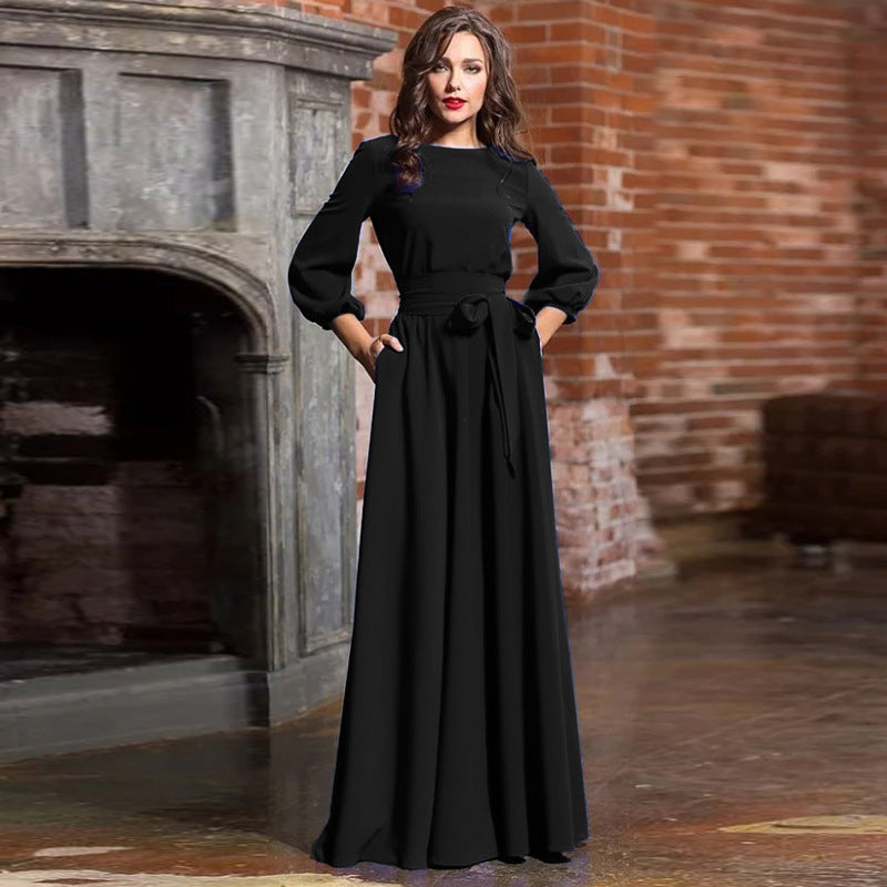 Women's Vintage Balloon Sleeve Casual Dress