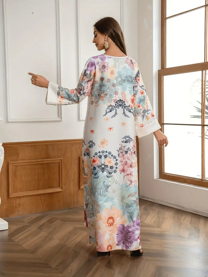 Elegant Floral Kaftan Dress