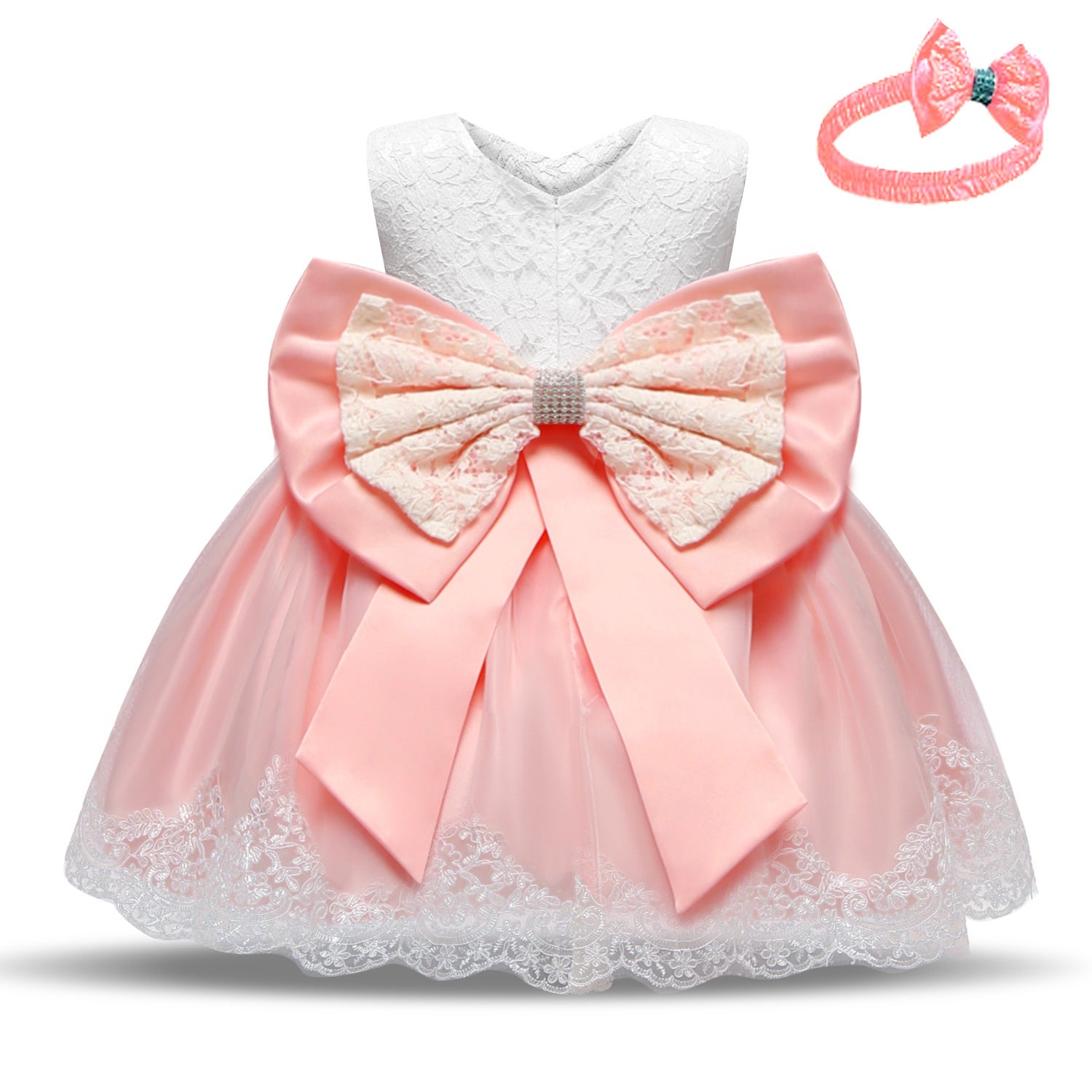 Baby Princess One Year Old Bow Lace Dress