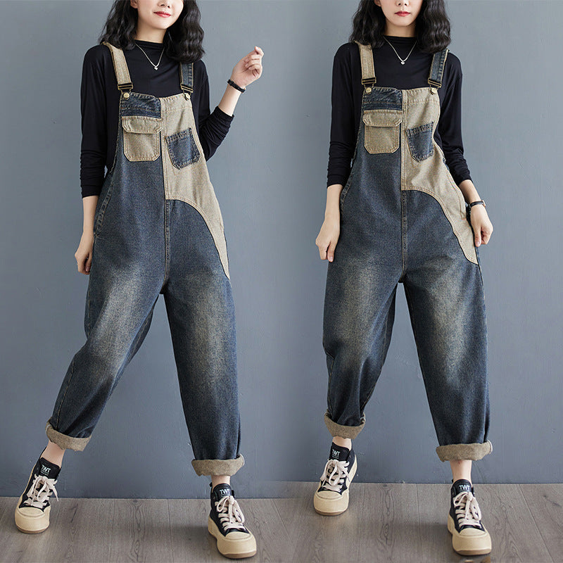 Herbst Neue Plus Größe Lose Denim Hosenträger Hosen