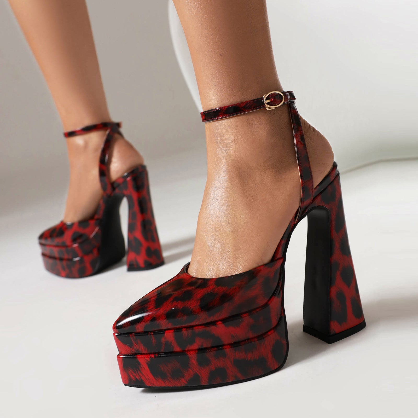 Foreign Trade Leopard Color High Heels