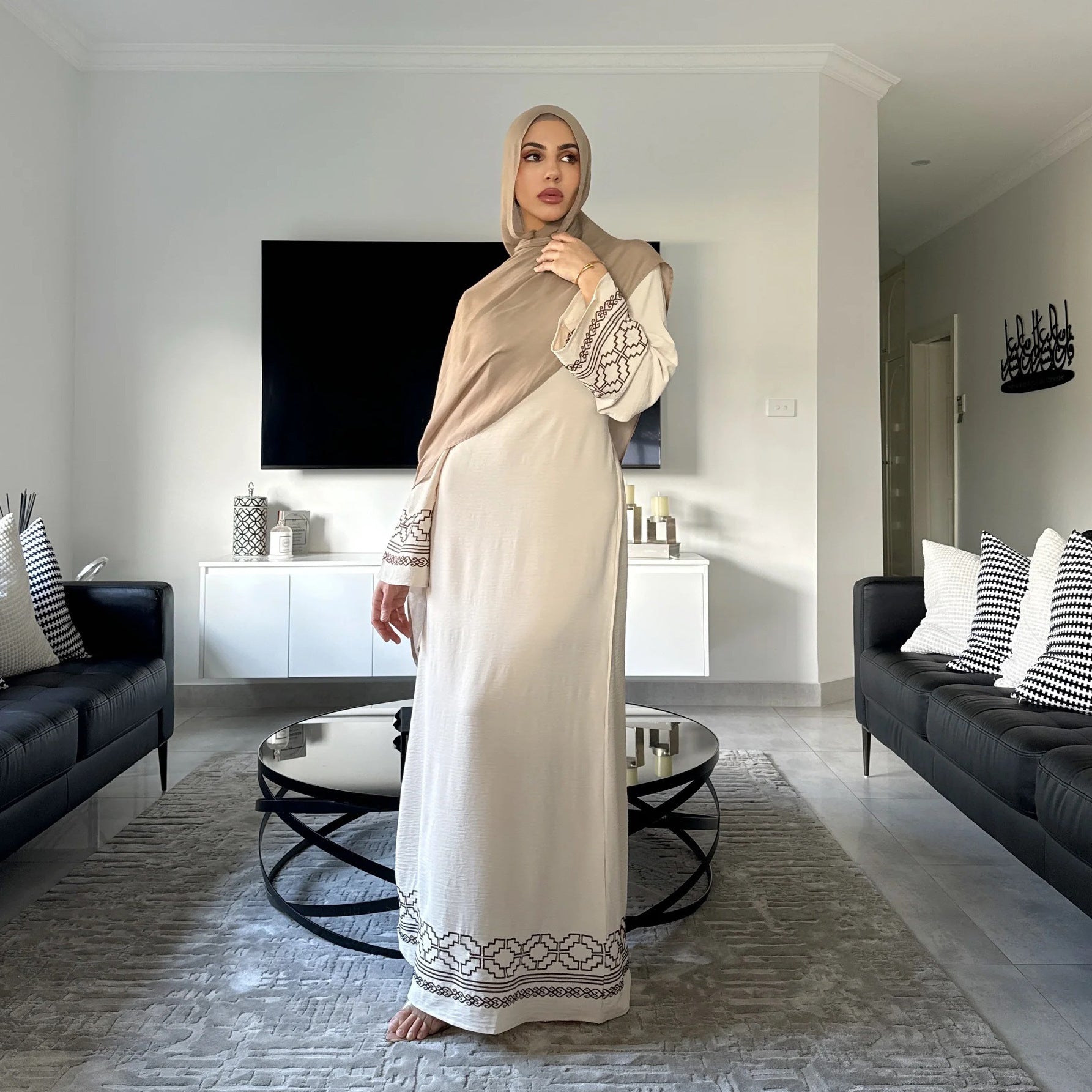 Embroidered Muslim Maxi Dress