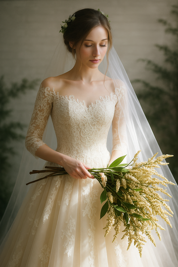 Wedding Dress Bride Lace Sleeves Dress