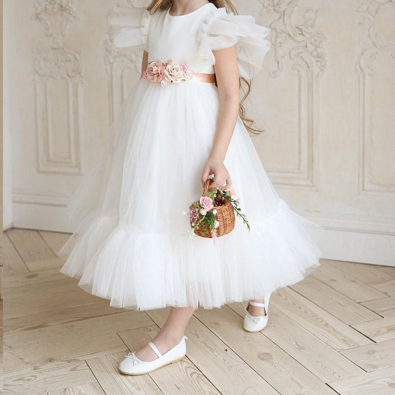 Girls' Birthday Princess Dress With Fluffy Yarn