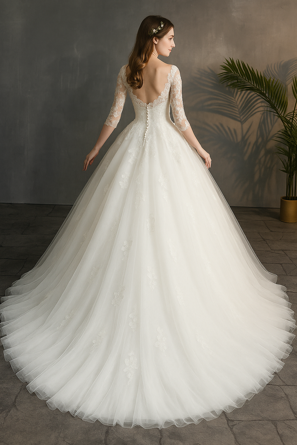 Wedding Dress Bride Lace Sleeves Dress