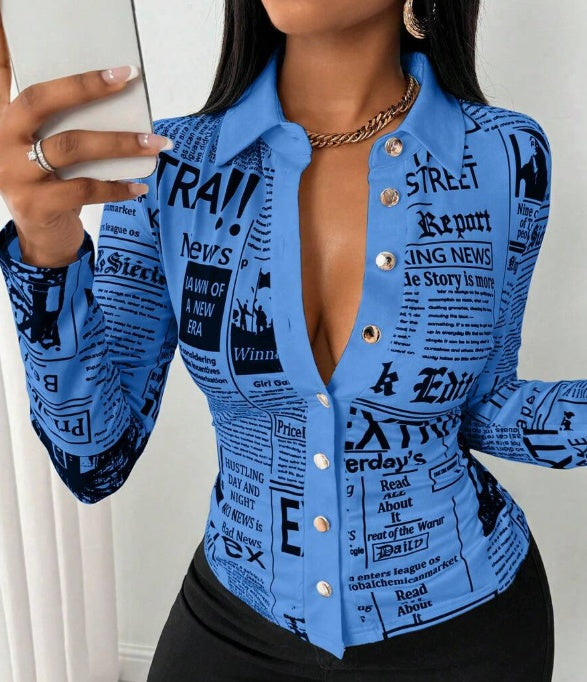 Women's Printed Button-Up Shirt
