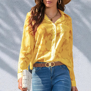 Solid Jacquard V-Neck Shirt