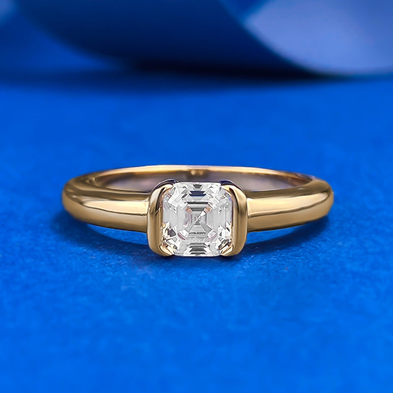 Asche Pagoda Cut White Diamond Cube Sugar Ring Female Ins