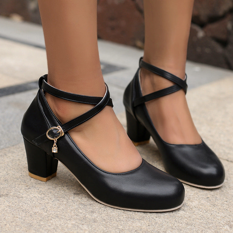 Chunky Heel High Heel Shoes Mary Jane Shoes Work Shoes