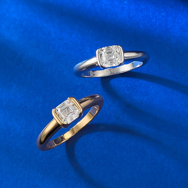 Asche Pagoda Cut White Diamond Cube Sugar Ring Female Ins