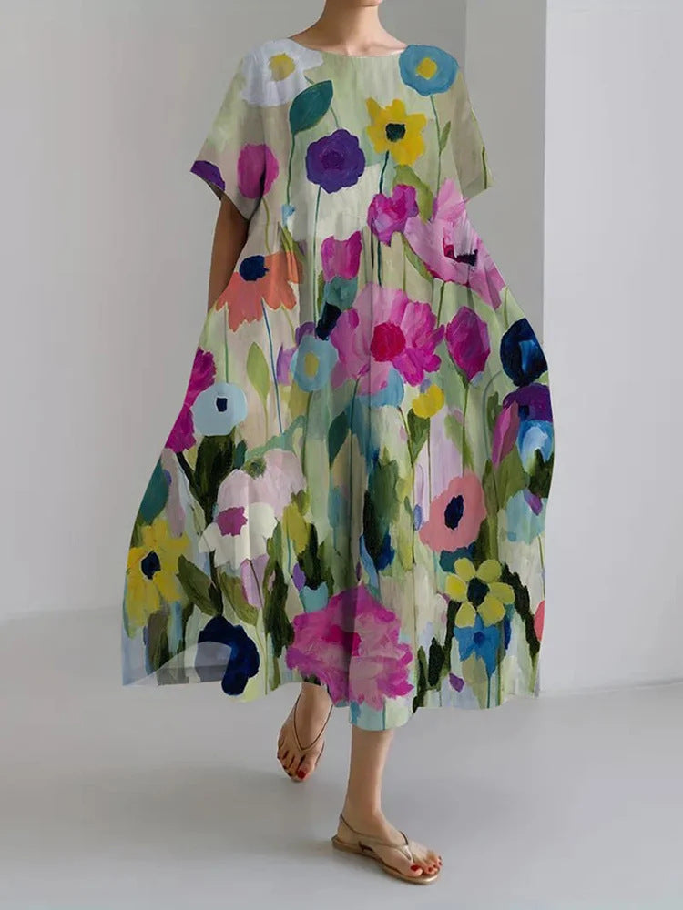 Damenmode Premium Kurzarm-Printkleid