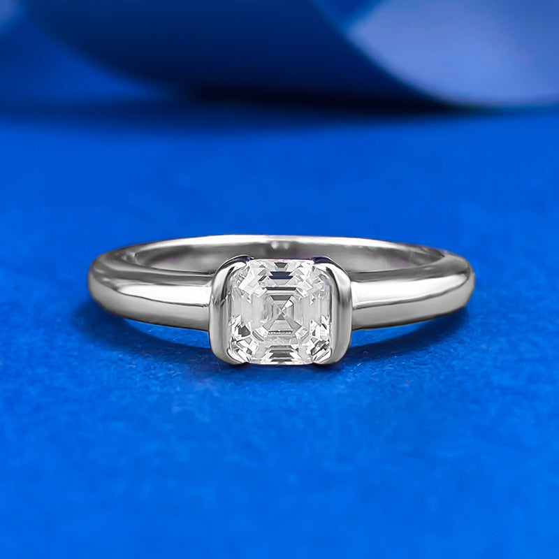Asche Pagoda Cut White Diamond Cube Sugar Ring Female Ins