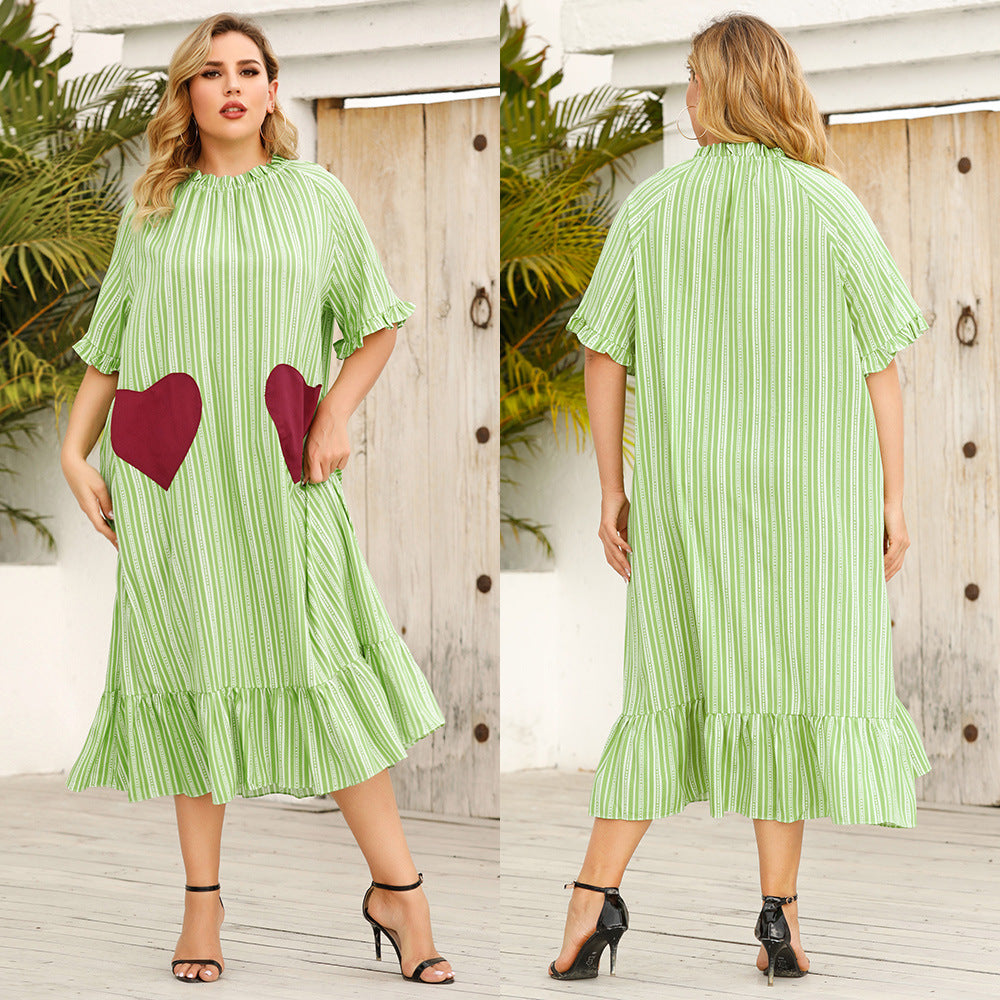 Loose Casual And Sweet Striped Printed Dress